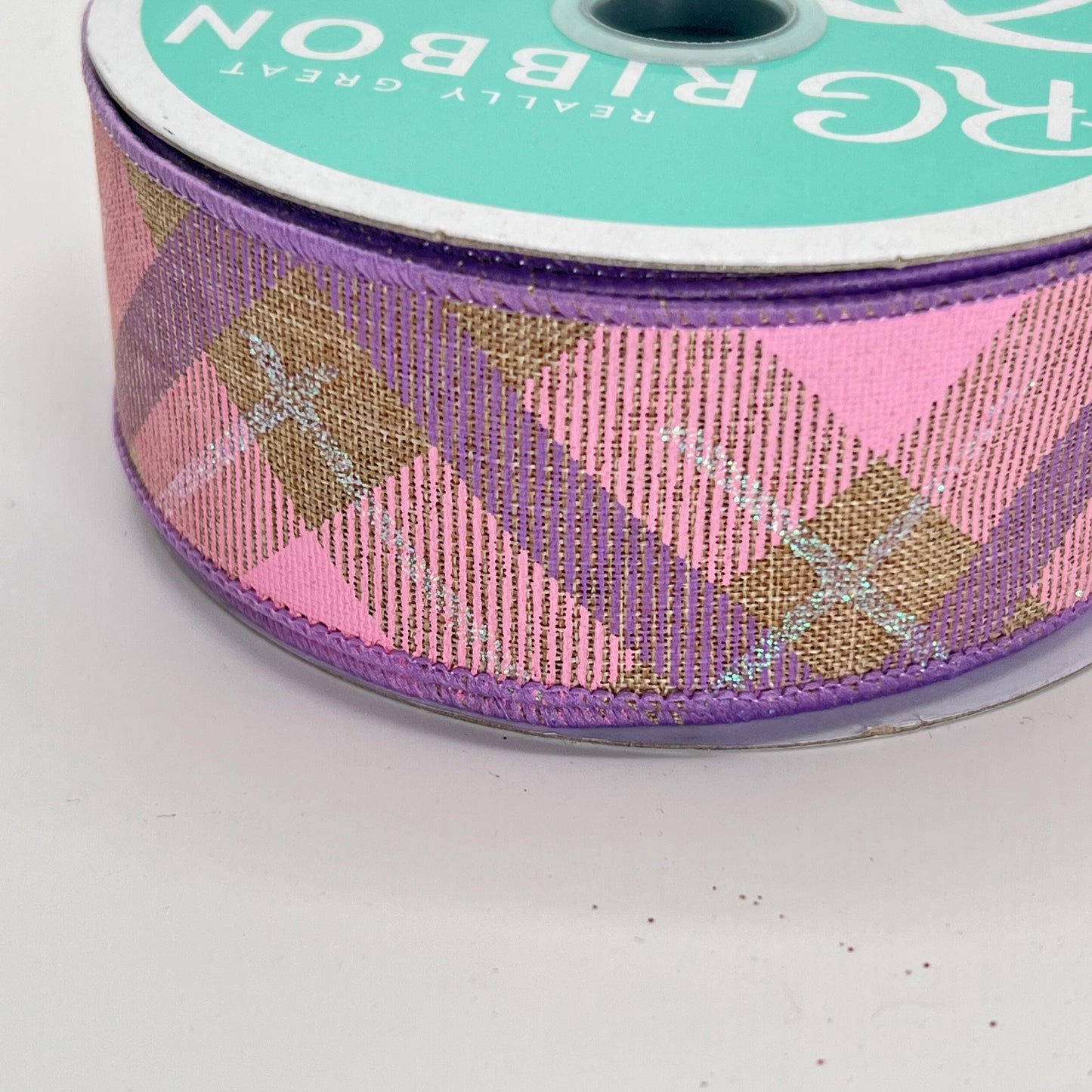 Pink & Lavender Plaid Wired Ribbon: 1.5" x 10yd Spring Wreath Supply