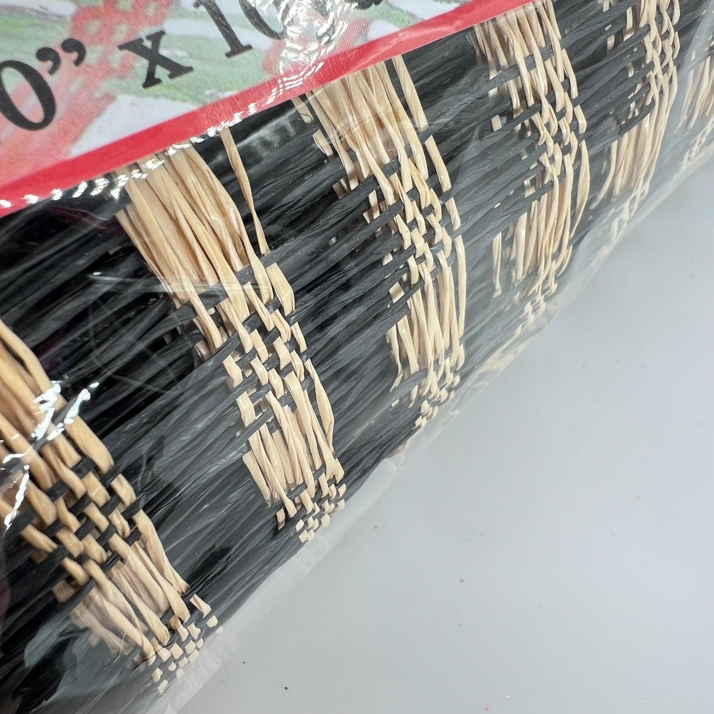 Beige and Black Poly Burlap Check Mesh, Large Weave Black and Brown Mesh Ribbon for Wreaths, Wreathmaking Supply, Windowpane Mesh, RP8121F8
