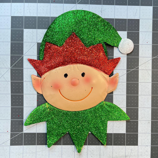Elf Wreath Kit, Thin Christmas Glitter Elf Wreath Kit, North Pole Elf Wreath Kit, Christmas Red and Green Ribbon Mesh Sign Pancake Wreath