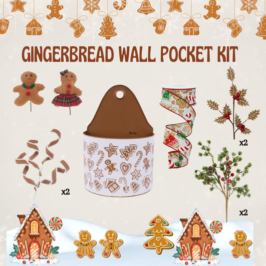 Gingerbread Christmas Wall Pocket Kit: DIY Holiday Decor