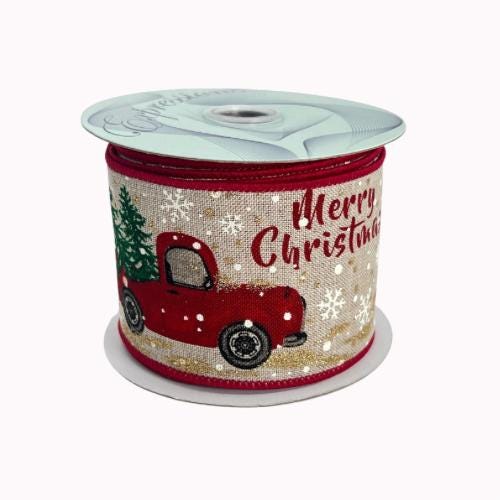 Vintage Red Truck Christmas Ribbon: 2.5" x 10 Yards