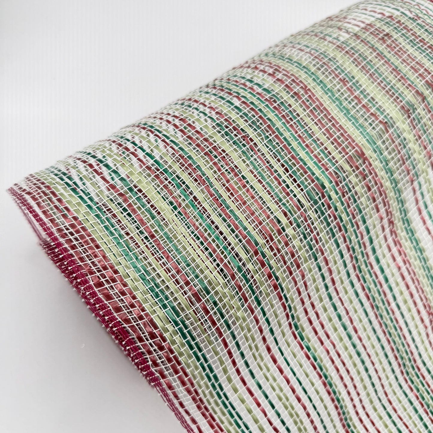 10” by 10 Yards Vertical Multicolor Stripe Mesh: Burgundy Hunter Sage Green and Cream, Wreathmaking Supplies, Christmas Mesh, RE1369YH