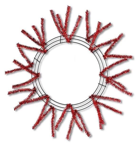 Red Metallic Pencil Wreath Frame, 15” Wire” 25” OAD Pencil Work Frame: Red Metallic, Wreath Base 18 Thin Ties, Wreath Supplies, XX751124
