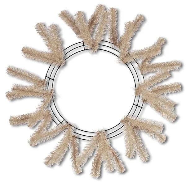 Beige Wreath Frame, 15” Wire” 25” OAD Work Wreath Frame: Burlap, Brown Wreath Base with 18 Ties, Wreath Supplies, XX7488W4