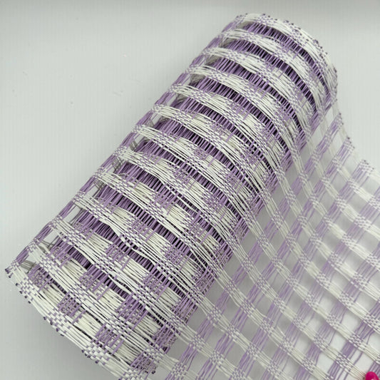 Cream and Lavender Poly Burlap Check Mesh: 10" x 10 yds Wreath Supply, Wreathmaking Mesh, Easter and Spring Pastel Mesh, Petal Wreath Ribbon