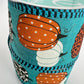 Fall Pumpkin Ribbon, Aqua Teal Ribbon with Leopard Print Pumpkins and Stripe Edge, Fall Harvest Ribbon for Bows, Fall Wreath Bow, RGA805134