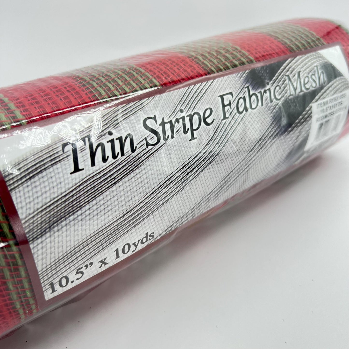 Red and Moss Green Check Thin Stripe Fabric Mesh 10.5” by 10 Yards, Olive Green Rustic Wreathmaking Supplies, Christmas Accent, RY831958