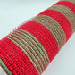 Red and Moss Green Check Thin Stripe Fabric Mesh 10.5” by 10 Yards, Olive Green Rustic Wreathmaking Supplies, Christmas Accent, RY831958