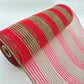 Red and Moss Green Check Thin Stripe Fabric Mesh 10.5” by 10 Yards, Olive Green Rustic Wreathmaking Supplies, Christmas Accent, RY831958