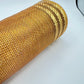 Dark Gold Mesh with Metallic Stripe Border 10.5” by 10 Yards, Wreathmaking Supplies, Christmas or New Year’s Eve Decoration Accent, RE850208
