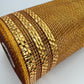 Dark Gold Mesh with Metallic Stripe Border 10.5” by 10 Yards, Wreathmaking Supplies, Christmas or New Year’s Eve Decoration Accent, RE850208