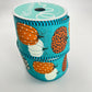 Fall Pumpkin Ribbon, Aqua Teal Ribbon with Leopard Print Pumpkins and Stripe Edge, Fall Harvest Ribbon for Bows, Fall Wreath Bow, RGA805134