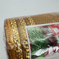 Dark Gold Mesh with Metallic Stripe Border 10.5” by 10 Yards, Wreathmaking Supplies, Christmas or New Year’s Eve Decoration Accent, RE850208