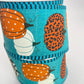 Fall Pumpkin Ribbon, Aqua Teal Ribbon with Leopard Print Pumpkins and Stripe Edge, Fall Harvest Ribbon for Bows, Fall Wreath Bow, RGA805134