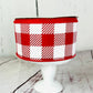 Red and White Checkered Wired Ribbon: 2.5" x 10 Yards