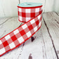 Red and White Checkered Wired Ribbon: 2.5" x 10 Yards