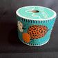 Fall Teal Pumpkin Ribbon, 2.5 Inch Blue Ribbon with Orange and Leopard Pumpkins, Aqua Orange and Leopard Pumpkin, 10 yard roll wreath ribbon