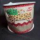 Leopard Pickup Truck Christmas Ribbon: 4 inch Beige Ribbon with Red Tinsel