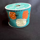 Fall Teal Pumpkin Ribbon, 2.5 Inch Blue Ribbon with Orange and Leopard Pumpkins, Aqua Orange and Leopard Pumpkin, 10 yard roll wreath ribbon