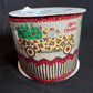 Leopard Pickup Truck Christmas Ribbon: 4 inch Beige Ribbon with Red Tinsel