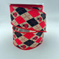 Ladybug Ribbon: Red and Black Argyle, Beige Wired Craft Ribbon (2.5" x 10 Yards)