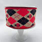 Ladybug Ribbon: Red and Black Argyle, Beige Wired Craft Ribbon (2.5" x 10 Yards)