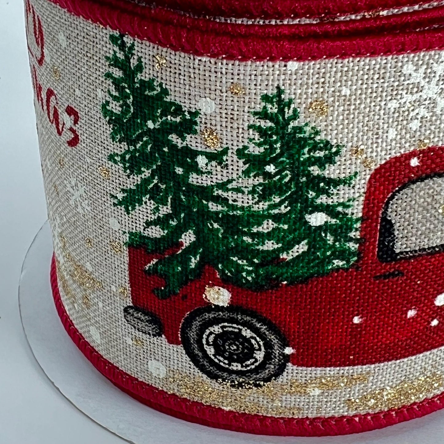 Vintage Red Truck Christmas Ribbon: 2.5" x 10 Yards