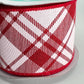 Red and White Plaid Christmas Wired Ribbon: 2.5" x 10 Yards