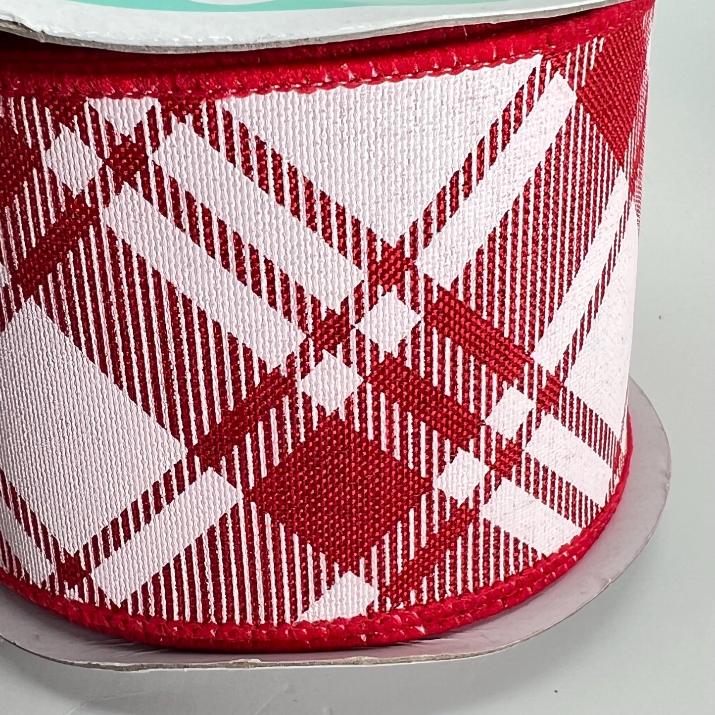 Red and White Plaid Christmas Wired Ribbon: 2.5" x 10 Yards