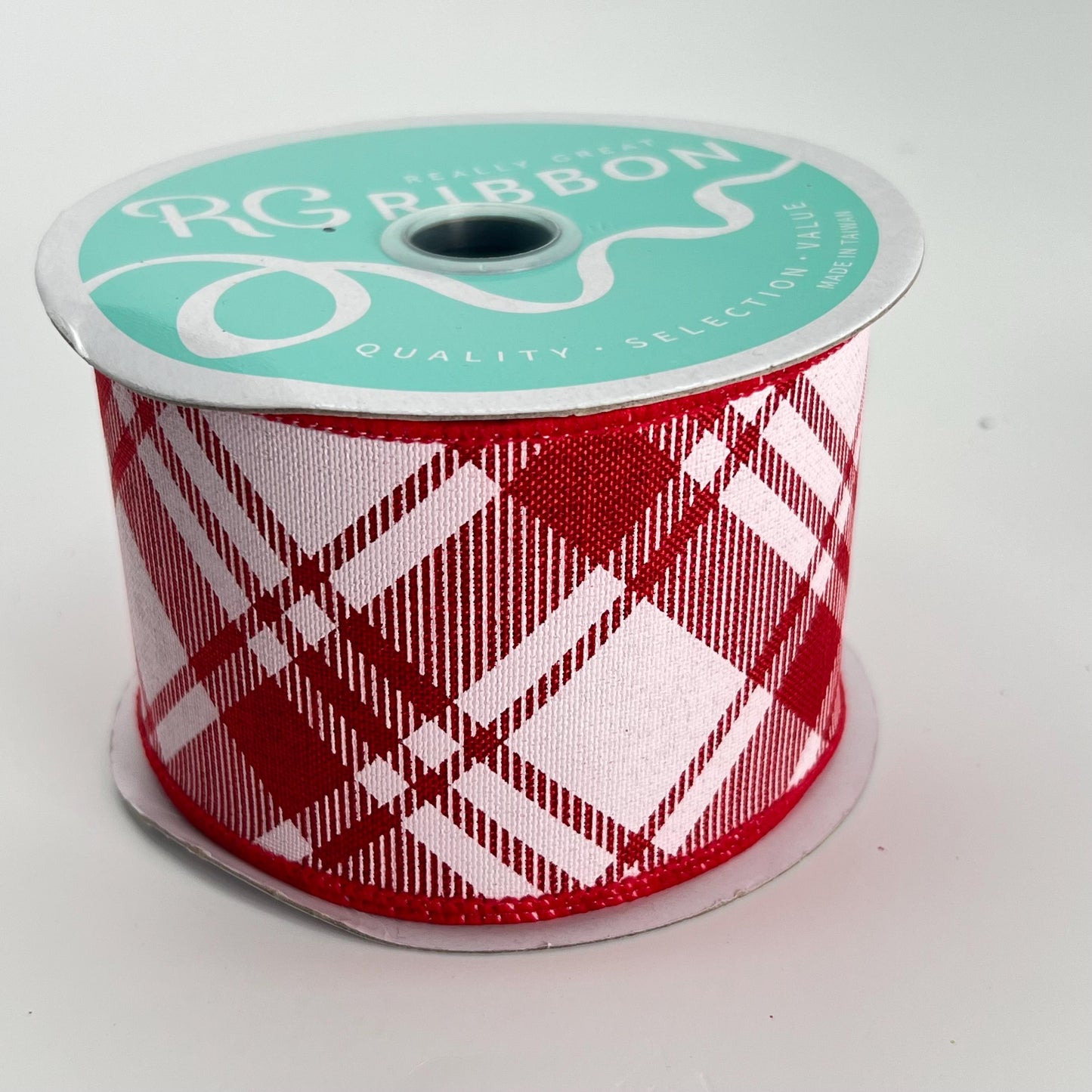 Red and White Plaid Christmas Wired Ribbon: 2.5" x 10 Yards