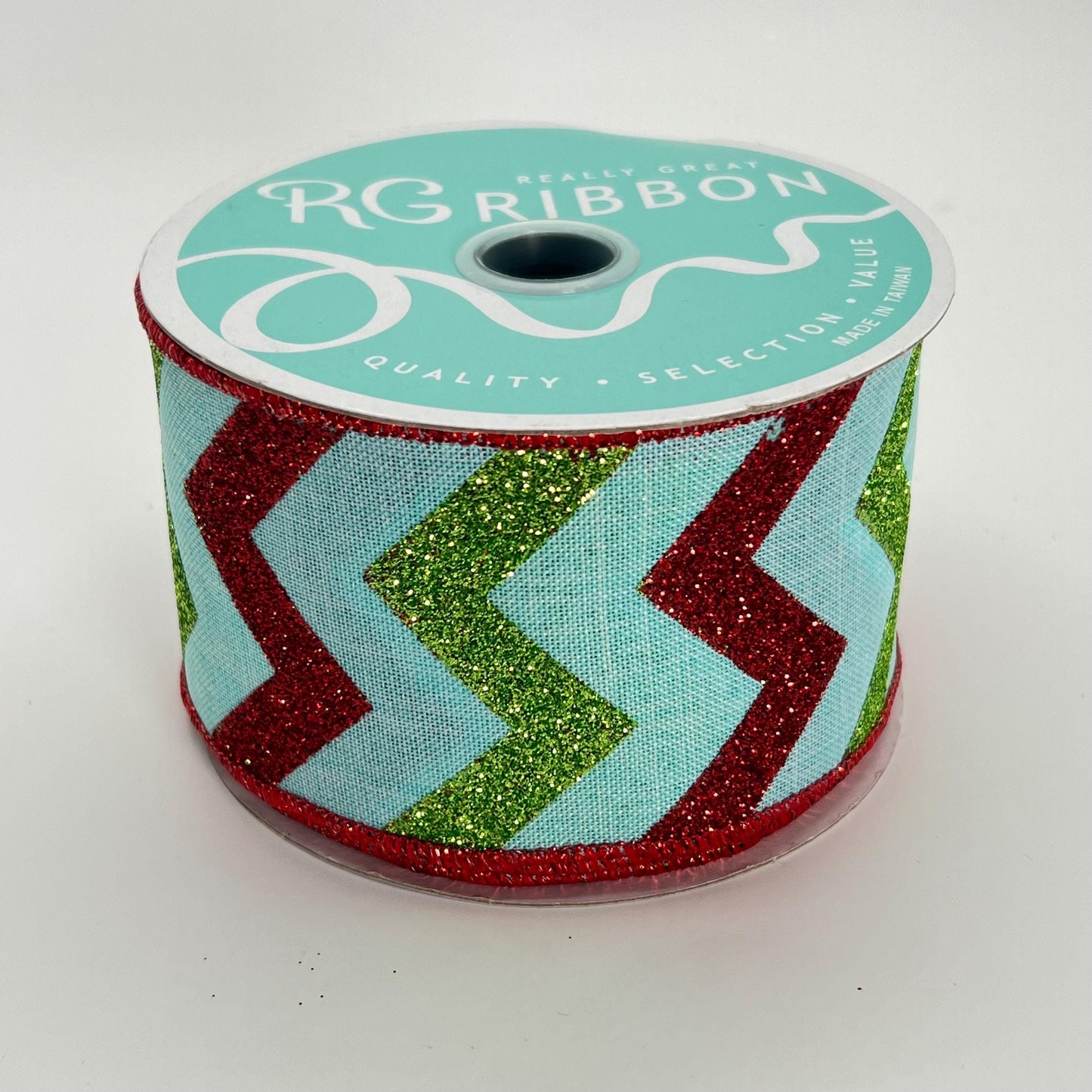 Ice Blue Glitter Chevron Ribbon: Christmas Wreathmaking Supplies (2.5" x 10 Yards)