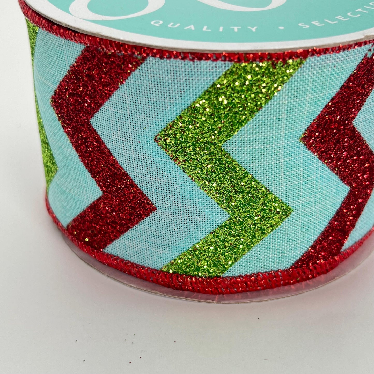 Ice Blue Glitter Chevron Ribbon: Christmas Wreathmaking Supplies (2.5" x 10 Yards)