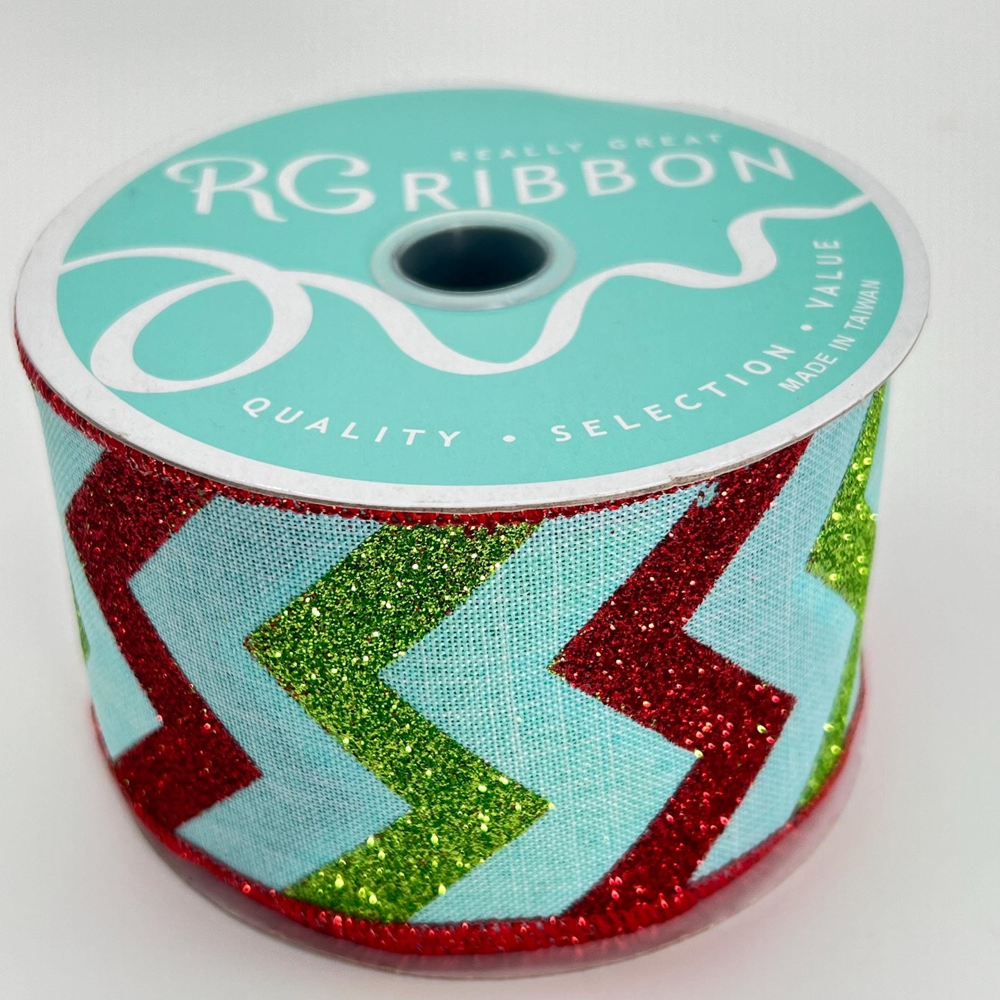 Ice Blue Glitter Chevron Ribbon: Christmas Wreathmaking Supplies (2.5" x 10 Yards)