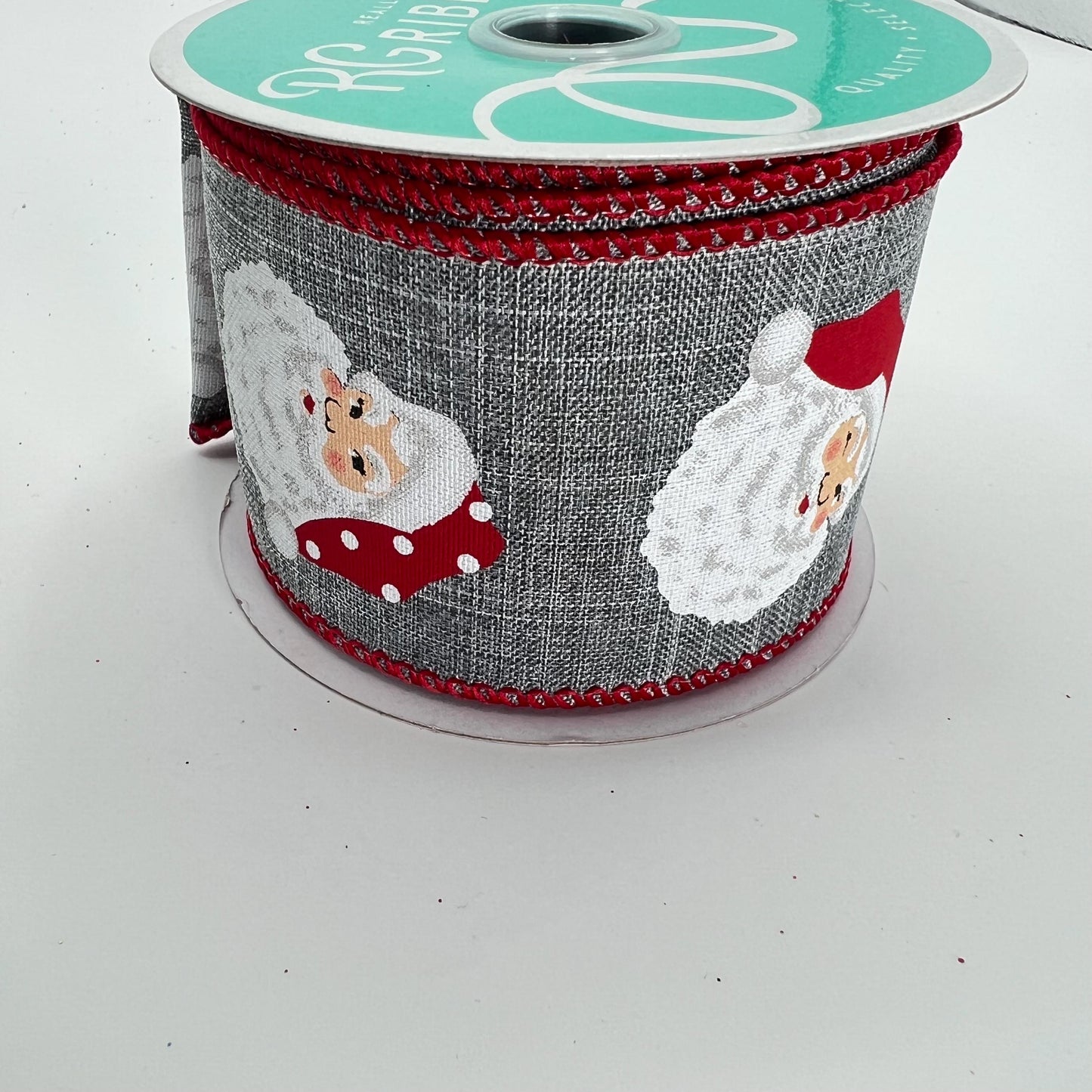 Vintage Santa Head Ribbon: 2.5" Gray Christmas Ribbon, 10 Yards