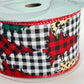 Checkered Christmas Tree Ribbon: Leopard & Plaid, Wired Edge (2.5" x 10 Yards)