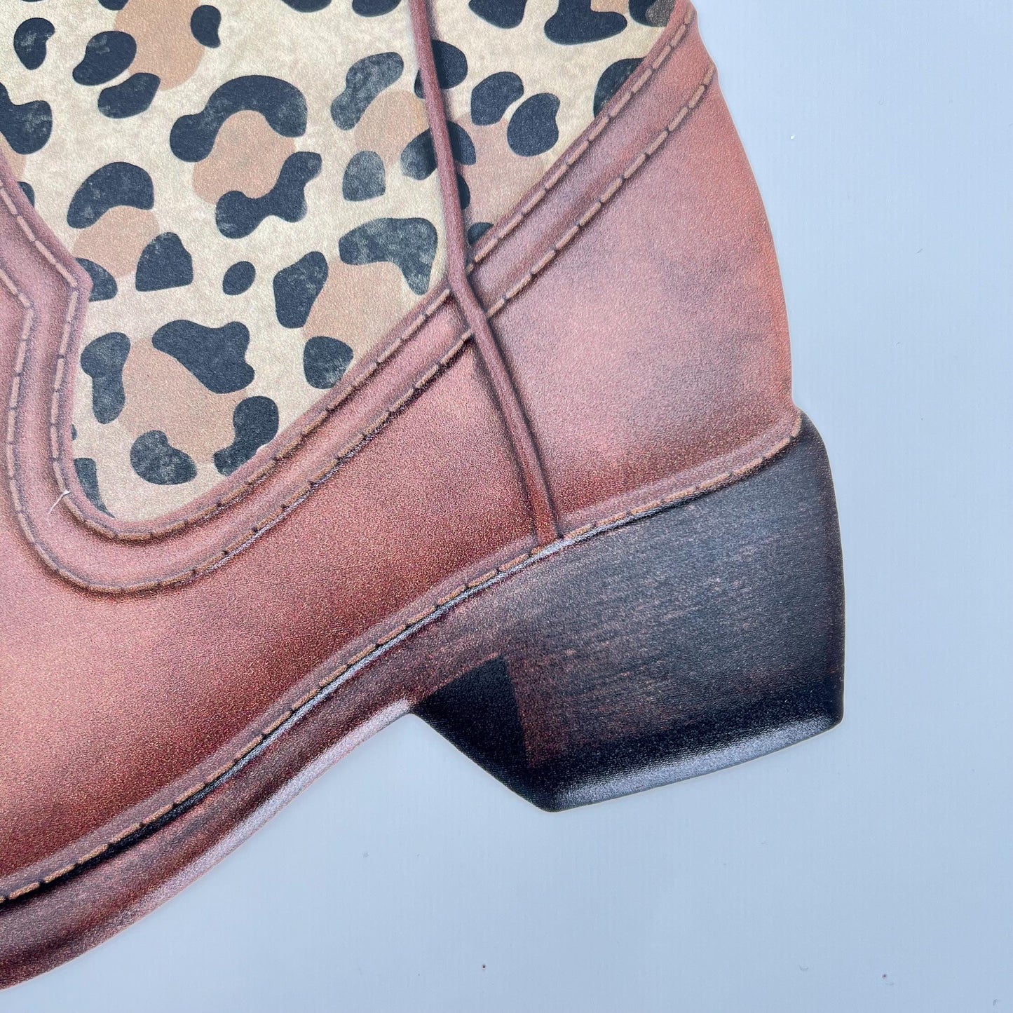Leopard Print Western Cowboy Boot Sign 12.5”, Cowgirl Door Hanger, Leopard Print Decoration, Rustic Sign for Crafting, Wreathmaking Supplies