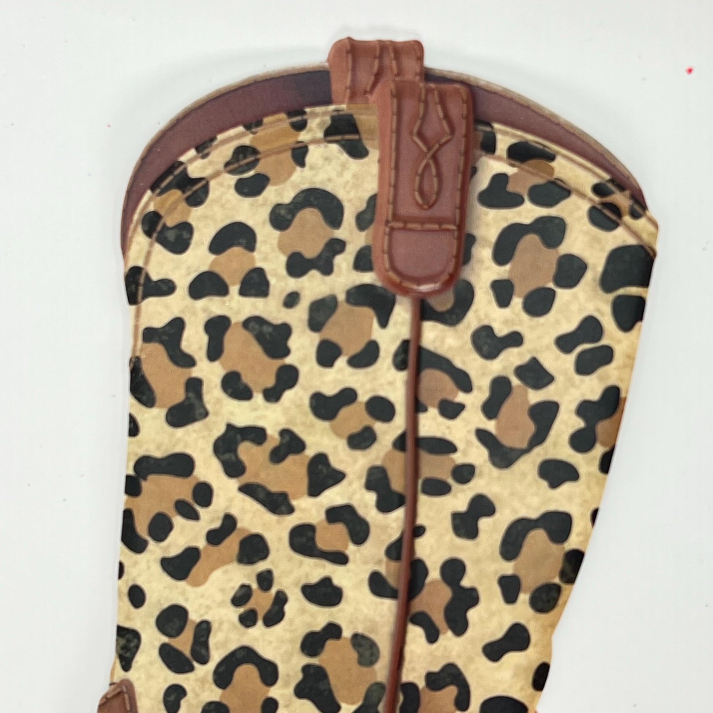 Leopard Print Western Cowboy Boot Sign 12.5”, Cowgirl Door Hanger, Leopard Print Decoration, Rustic Sign for Crafting, Wreathmaking Supplies