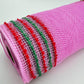 Pink Mesh with Red and Green Drift Edge Border 10.5” by 10 Yards, Wreathmaking Supplies, Trendy Christmas Tree Decorating Accent, RY8116R4