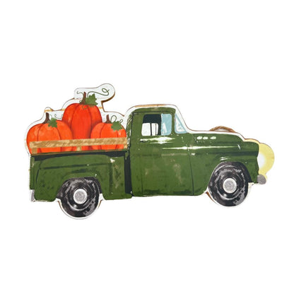 Olive Green Truck with Pumpkins MDF Sign: Fall Farmhouse Decor