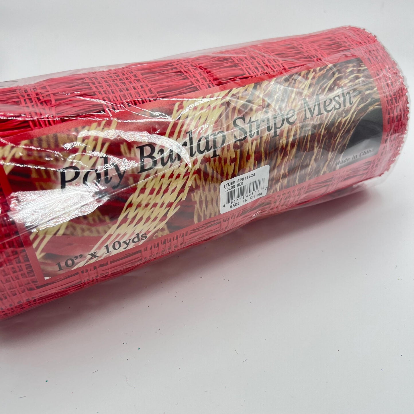 Red Criss Cross Poly Burlap Mesh: 10" x 10 yds Wreath Supply
