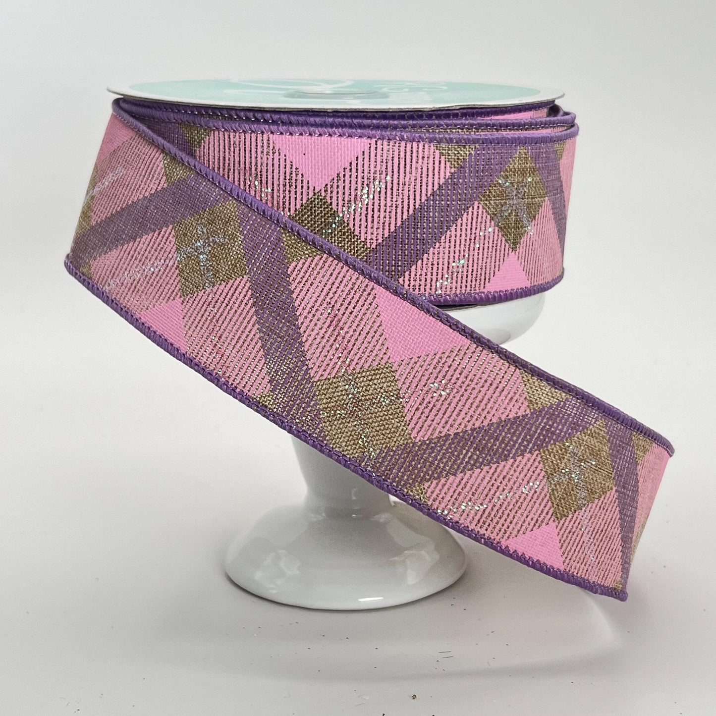 Pink & Lavender Plaid Wired Ribbon: 1.5" x 10yd Spring Wreath Supply