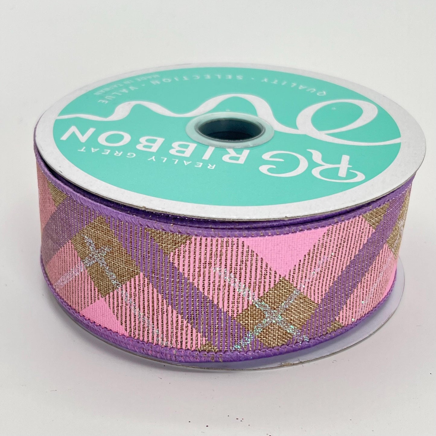 Pink & Lavender Plaid Wired Ribbon: 1.5" x 10yd Spring Wreath Supply