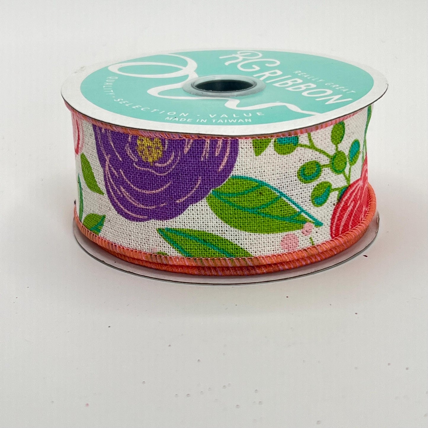 Floral Spring Ribbon: Purple & Pink Blooms, 1.5" x 10yd