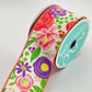 Floral Spring Ribbon: Purple, Pink & Coral Blooms - 2.5” x 10yd