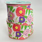 Floral Spring Ribbon: Purple, Pink & Coral Blooms - 2.5” x 10yd