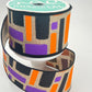 Halloween Wired Ribbon: Beige, Purple, Orange Brush Strokes - 2.5" x 10yd