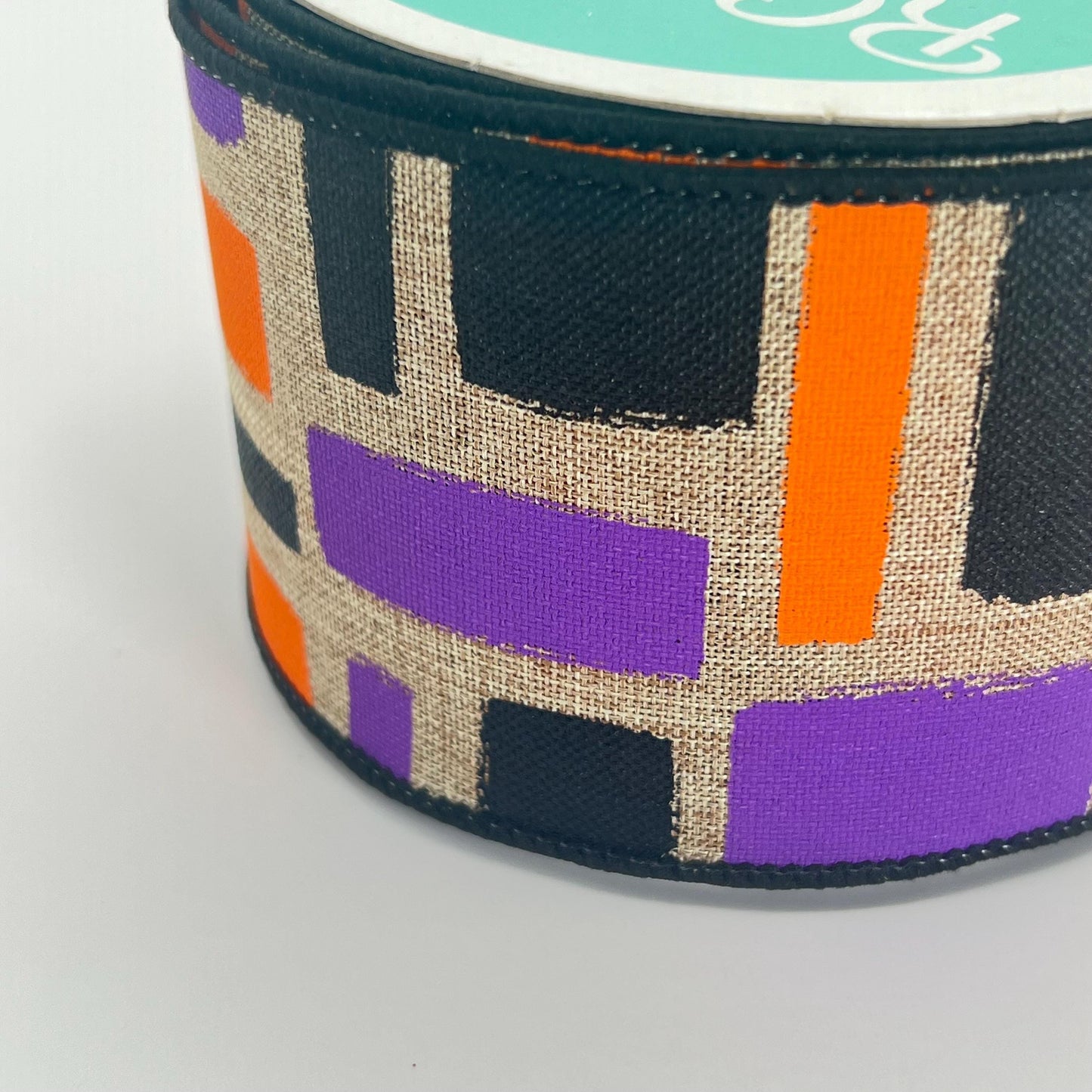 Halloween Wired Ribbon: Beige, Purple, Orange Brush Strokes - 2.5" x 10yd