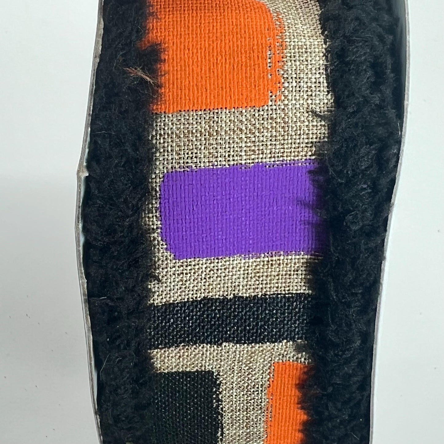 Halloween Wired Ribbon: Beige Brush Strokes with Black Chenille Edge