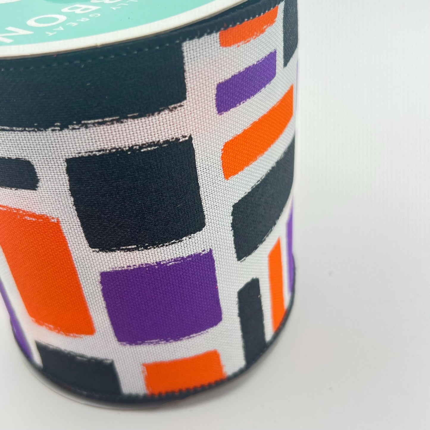 Halloween Wired Ribbon: Purple, Orange & Black Brush Strokes - 4" x 10yd