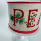 Christmas PEACE Ribbon: Rustic Beige Wired Ribbon, 2.5" x 10 Yards